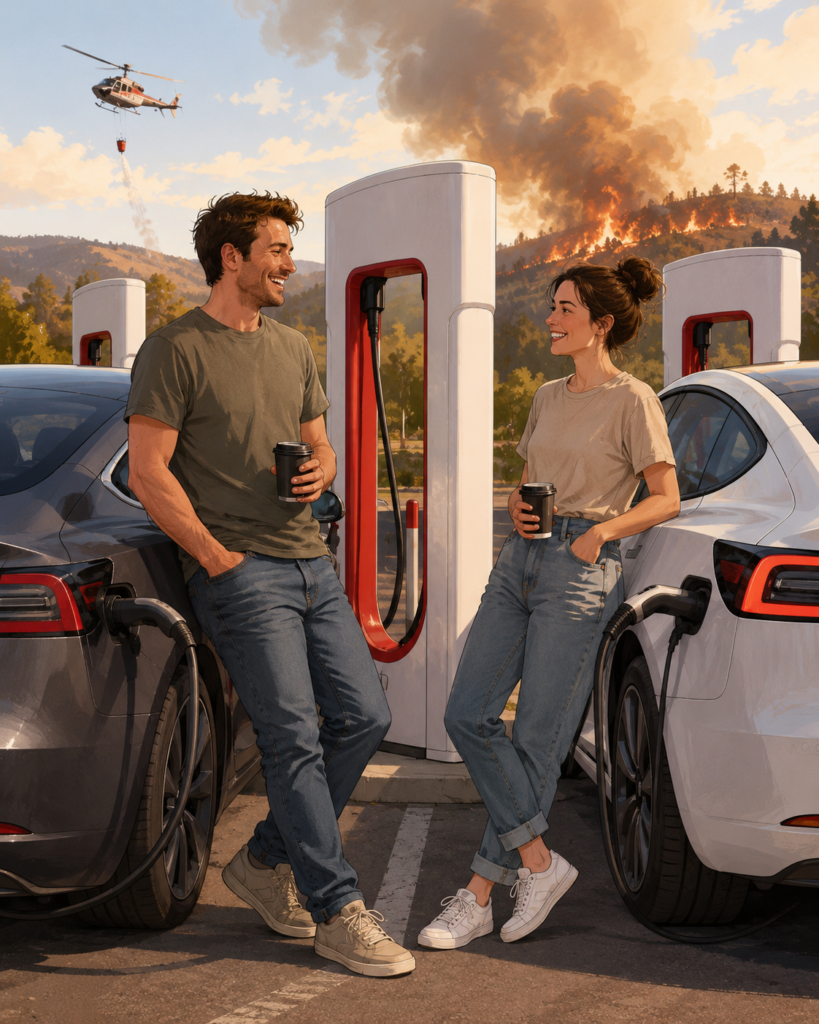 Tesla Opens Free Supercharging to All EVs for Wildfire Relief