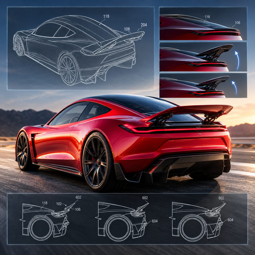 Tesla Patent Hints at Active Aero Wing for Roadster